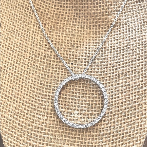 Sterling Silver 925 Diamond Crystal CZ Layering Sparkly Gift Double 2 Necklaces - Picture 7 of 13